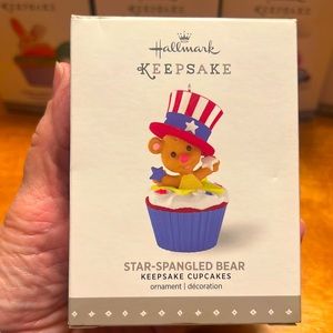 NIB Hallmark “Star-Spangled Bear” Keepsake Cupcake ornament.